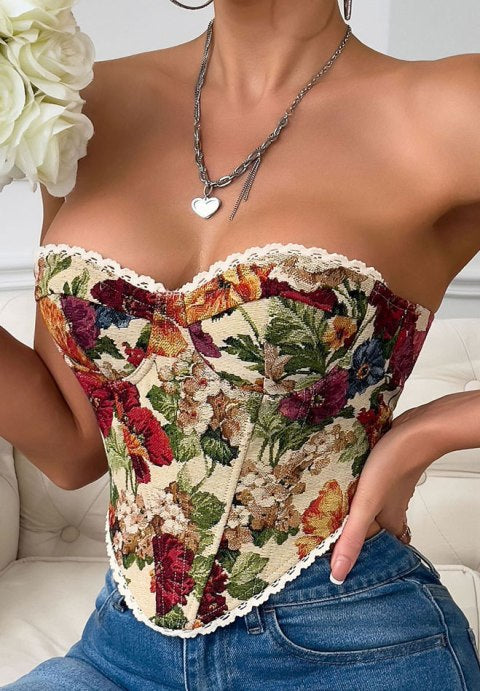 Versatile Floral Bustier Top