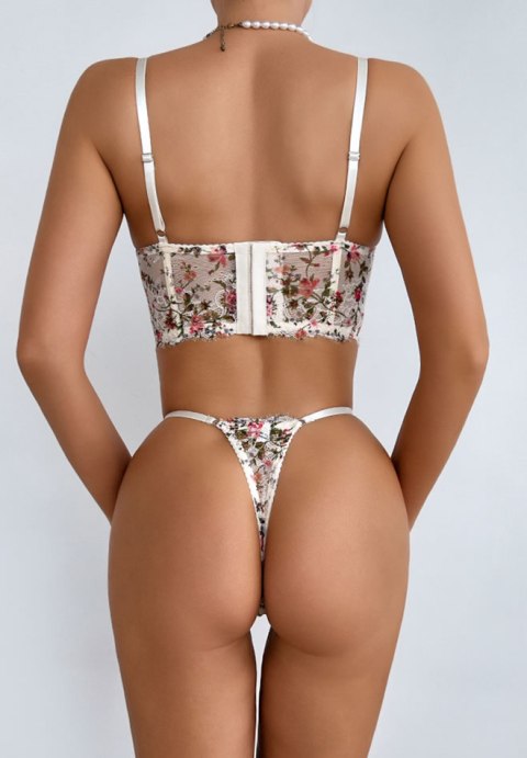 Floral Lace Corset Bra & Thong