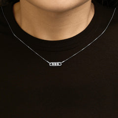 Sterling Silver 1/5 Cttw Round Diamond 3 Stone Station Bar Necklace