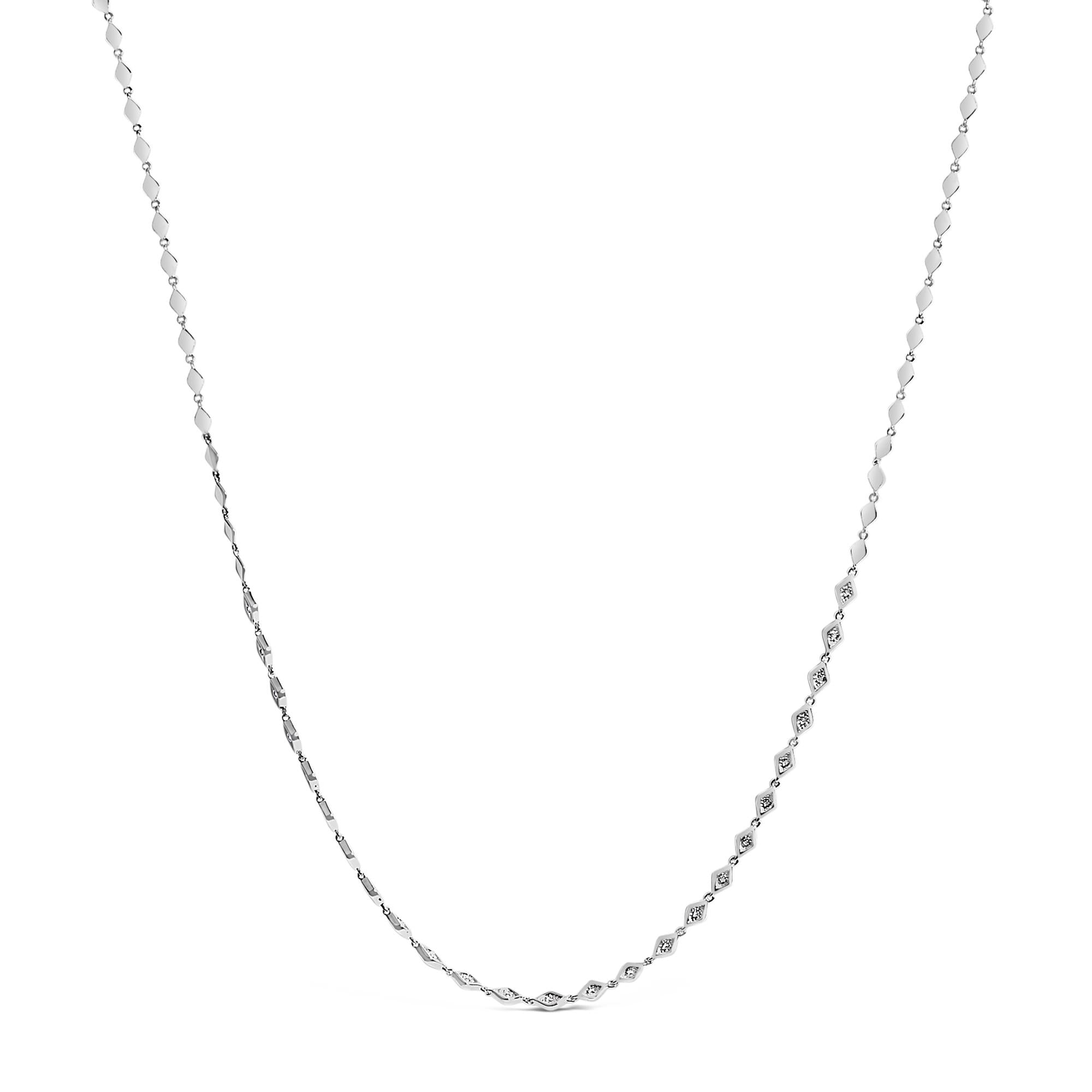 Sterling Silver 3/8 Cttw Diamond Marquise Station Necklace