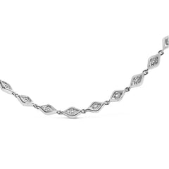 Sterling Silver 3/8 Cttw Diamond Marquise Station Necklace