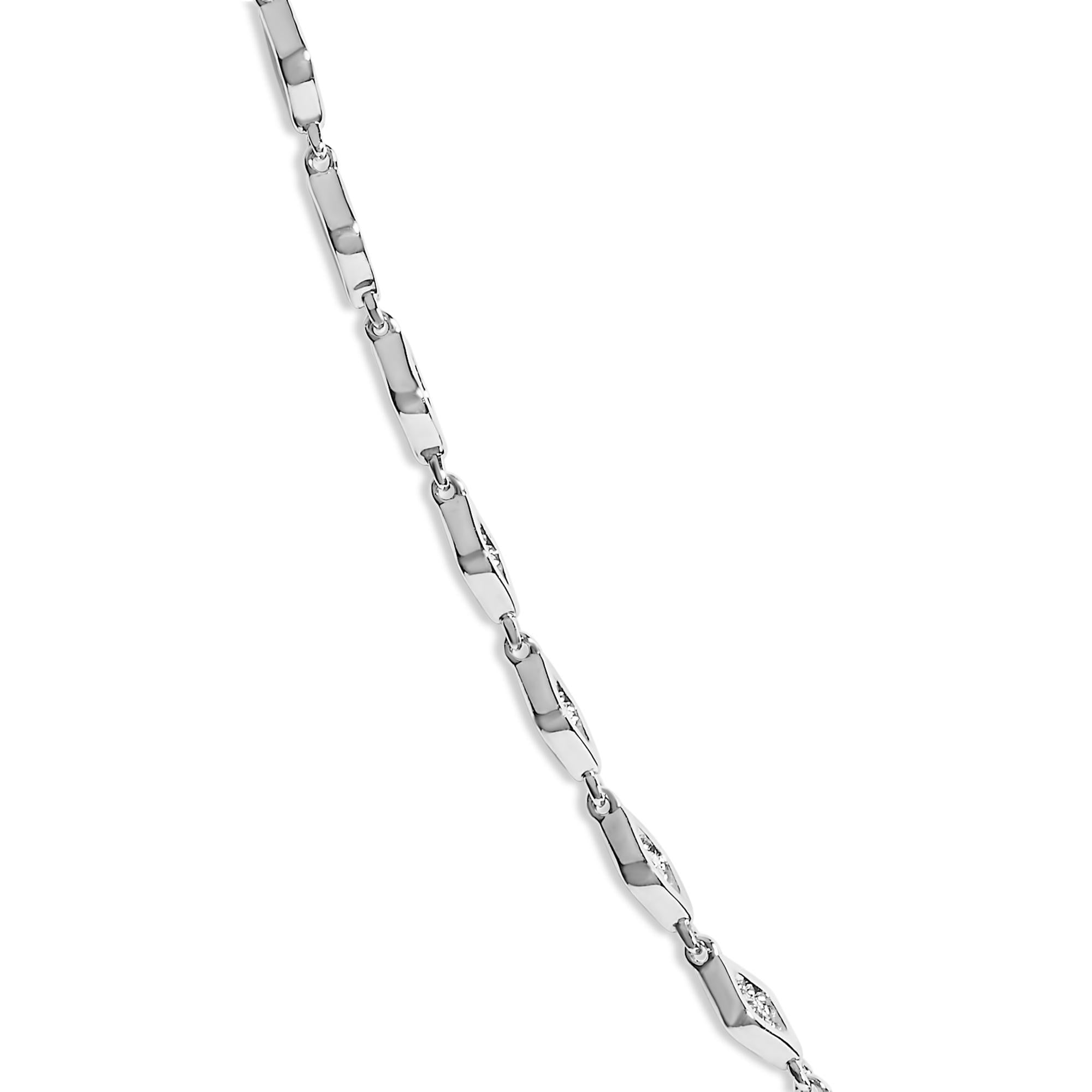 Sterling Silver 3/8 Cttw Diamond Marquise Station Necklace