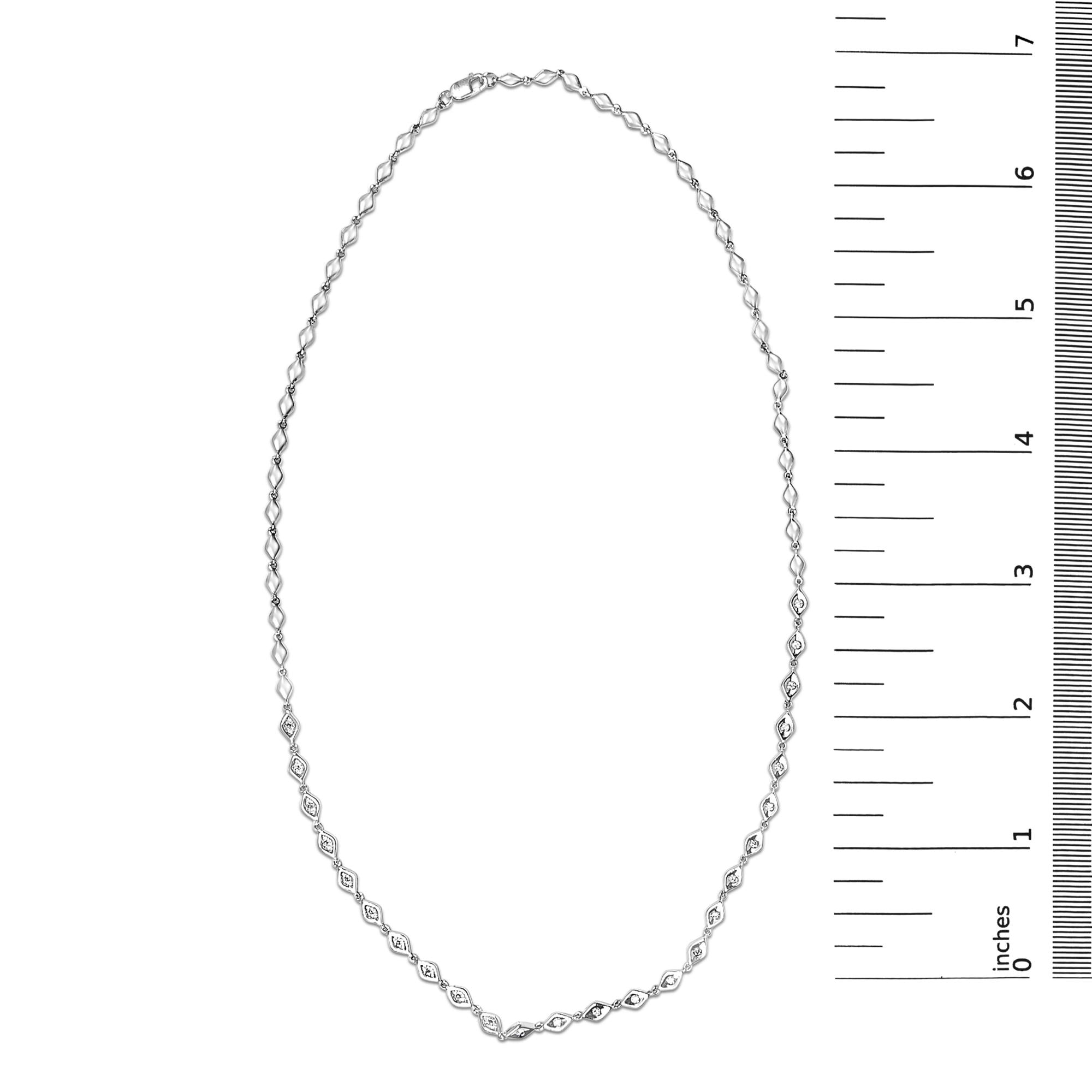 Sterling Silver 3/8 Cttw Diamond Marquise Station Necklace