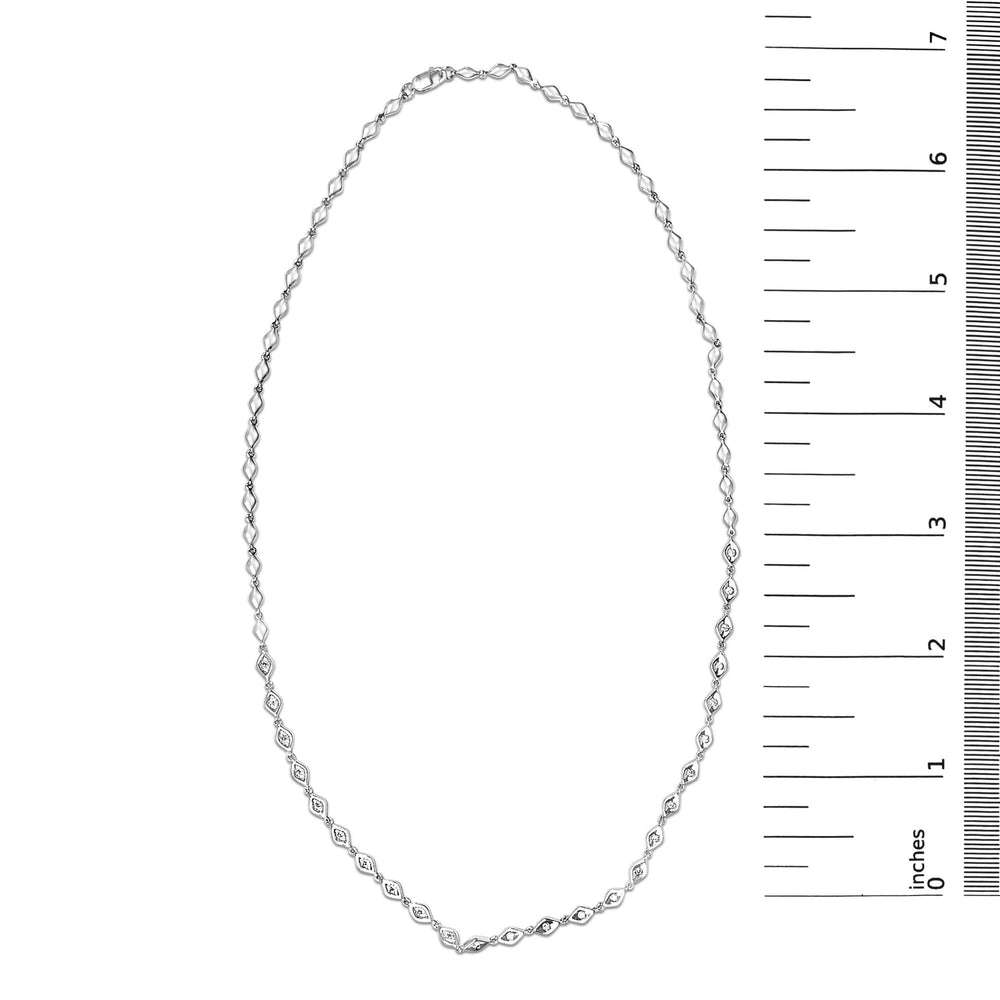 Sterling Silver 3/8 Cttw Diamond Marquise Station Necklace
