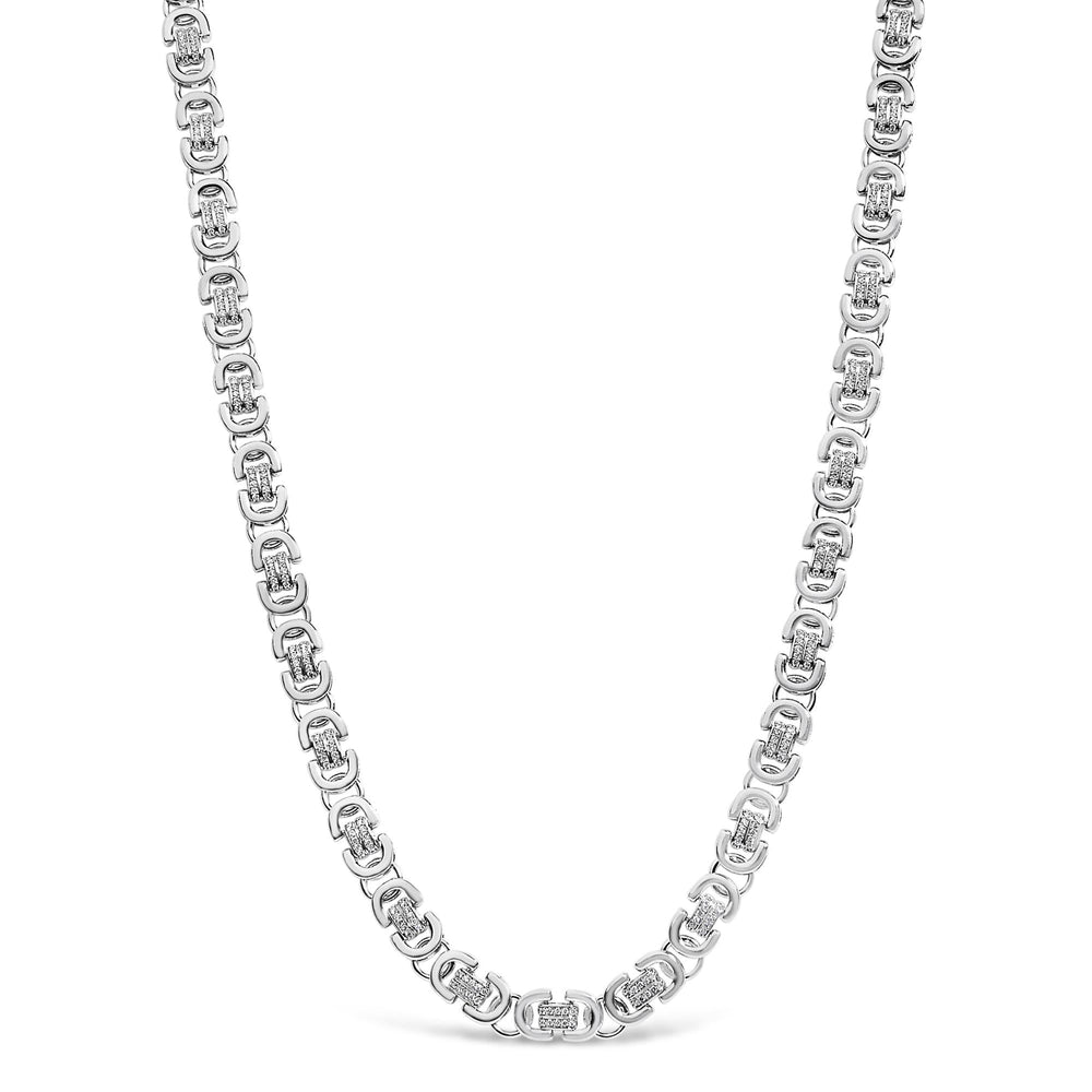Sterling Silver 2 1/2 Cttw Diamond Eternity Men's Station Necklace
