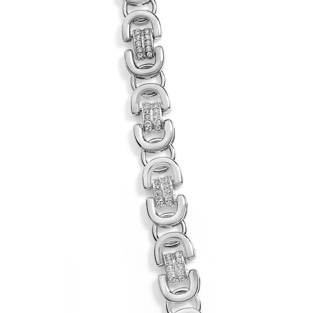 Sterling Silver 2 1/2 Cttw Diamond Eternity Men's Station Necklace