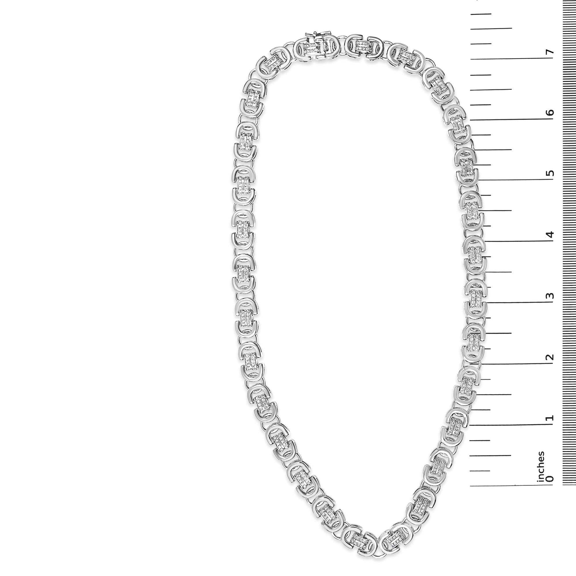Sterling Silver 2 1/2 Cttw Diamond Eternity Men's Station Necklace