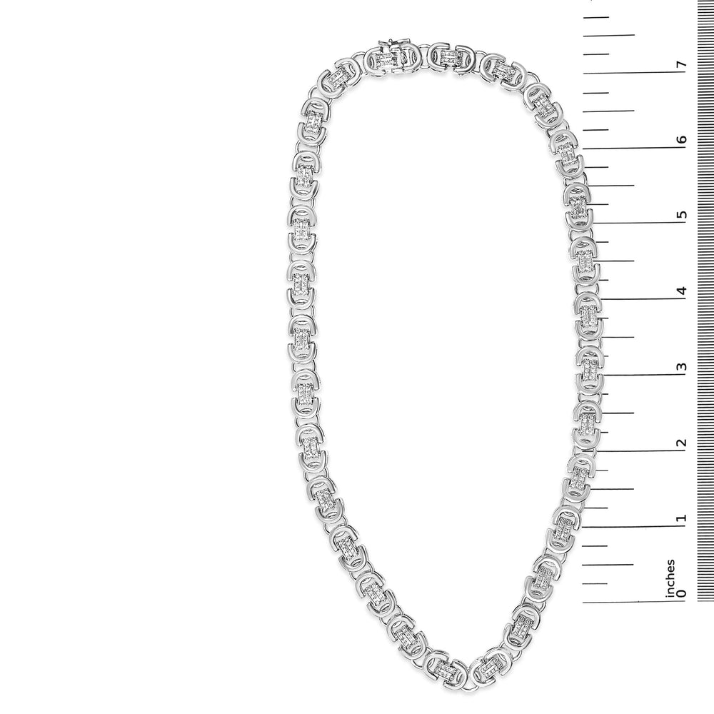 Sterling Silver 2 1/2 Cttw Diamond Eternity Men's Station Necklace