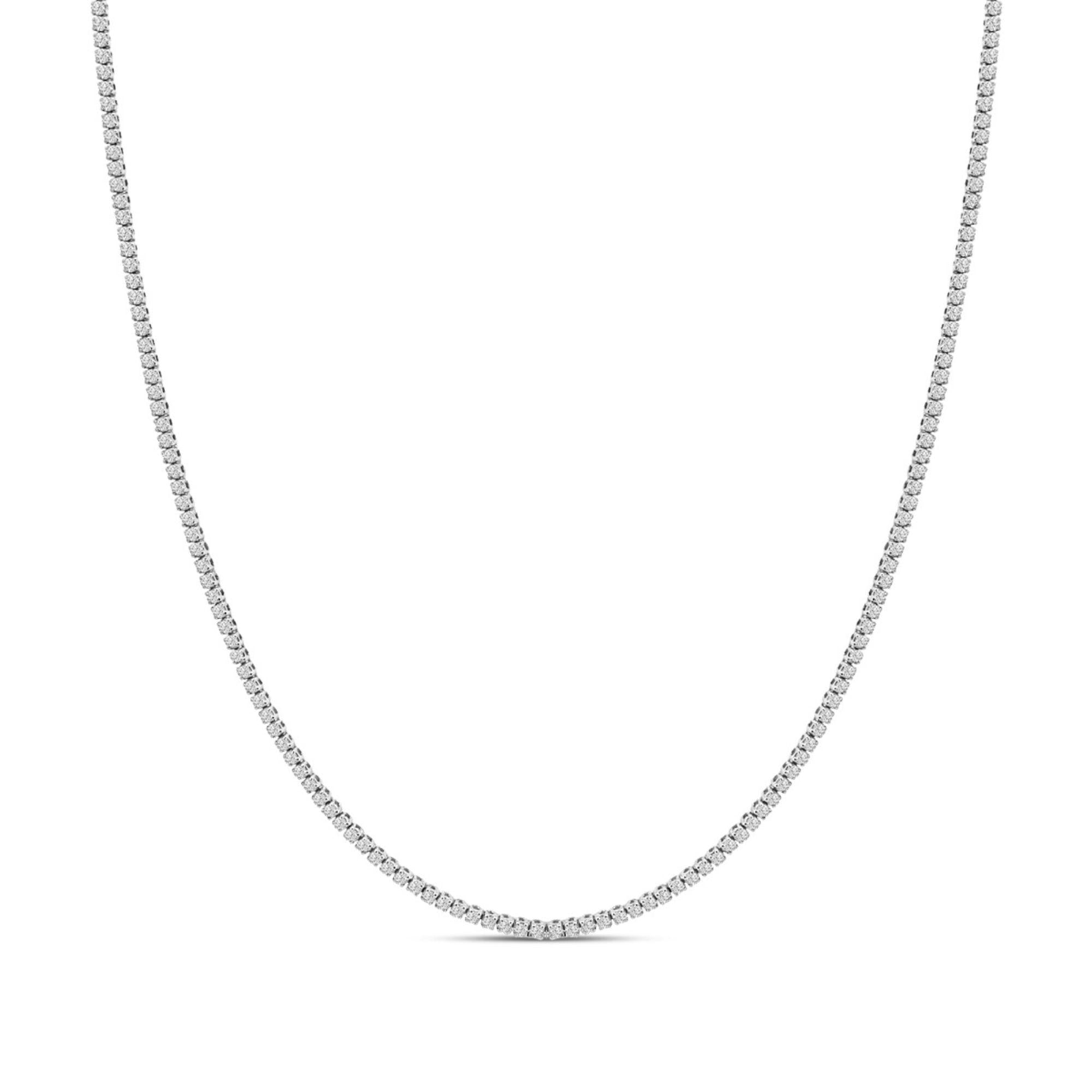 14K White Gold 3.0 Cttw Diamond Tennis Necklace