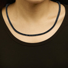 Men's Sterling Silver Black Onyx Tennis Necklace