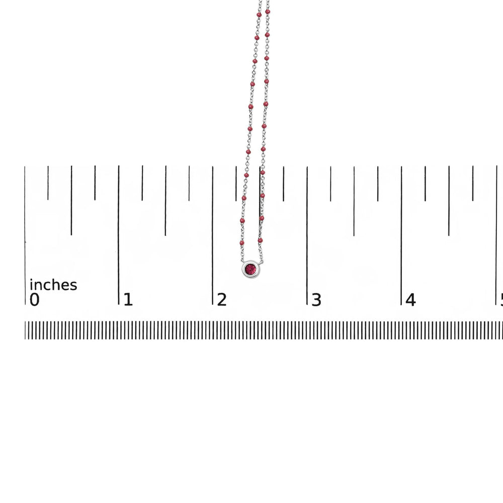 Sterling Silver Rhodolite Enamel Bead Chain Necklace 18 Inch