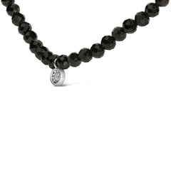 Sterling Silver Diamond Accent Black Spinel Bead Station Necklace