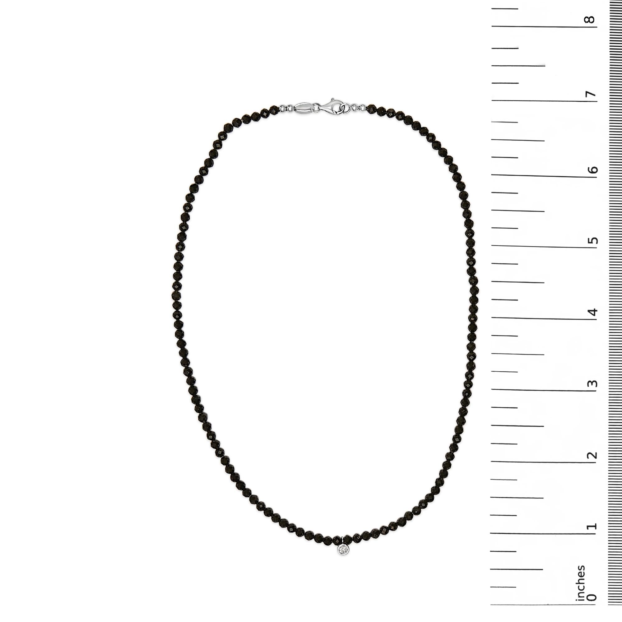 Sterling Silver Diamond Accent Black Spinel Bead Station Necklace