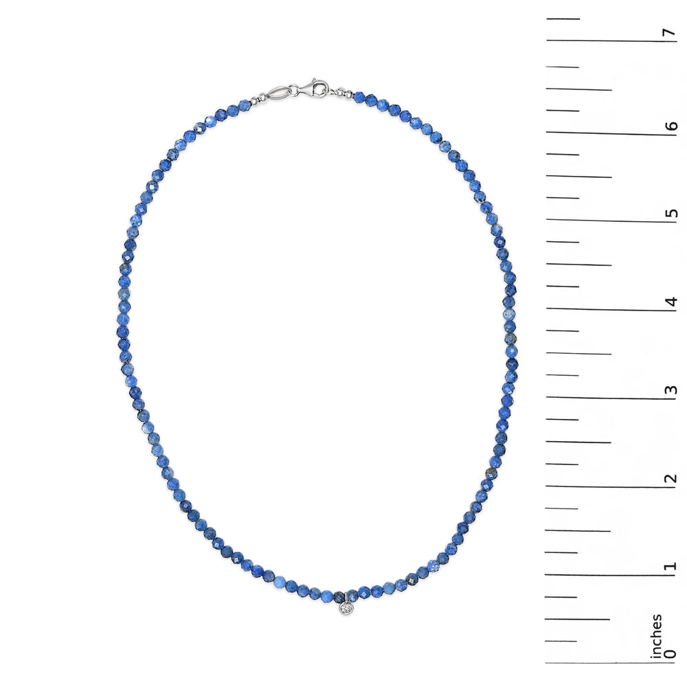 Sterling Silver Diamond Accent Blue Lapis Bead Station Necklace