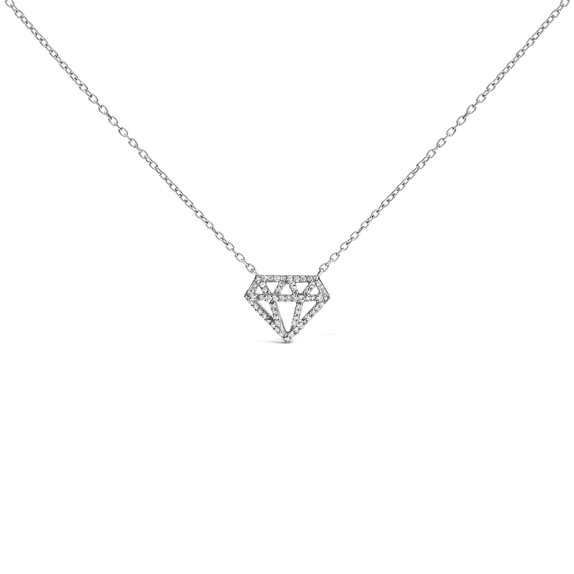 Sterling Silver 1/6 Cttw Diamond Shaped Diamond Pendant Necklace