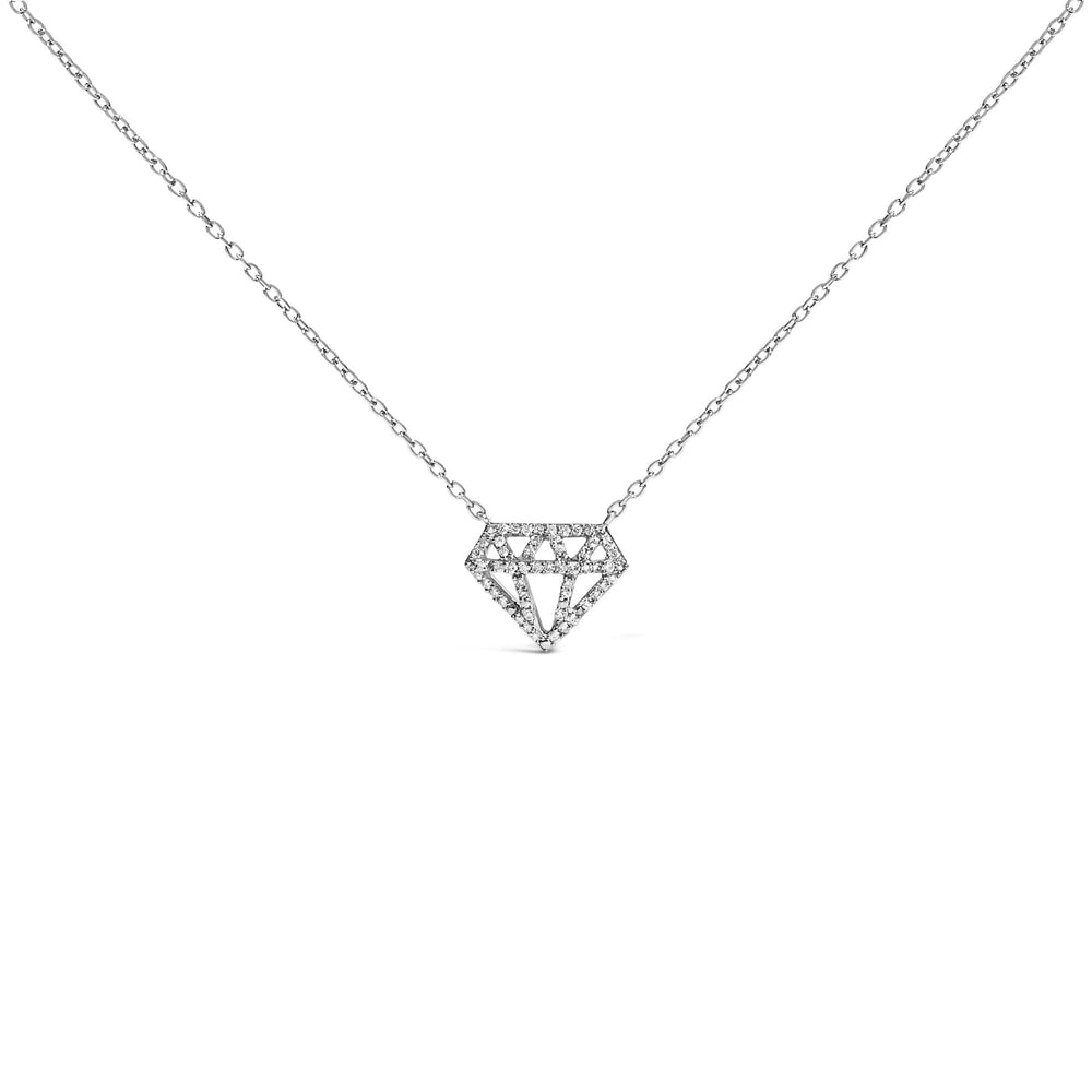 Sterling Silver 1/6 Cttw Diamond Shaped Diamond Pendant Necklace