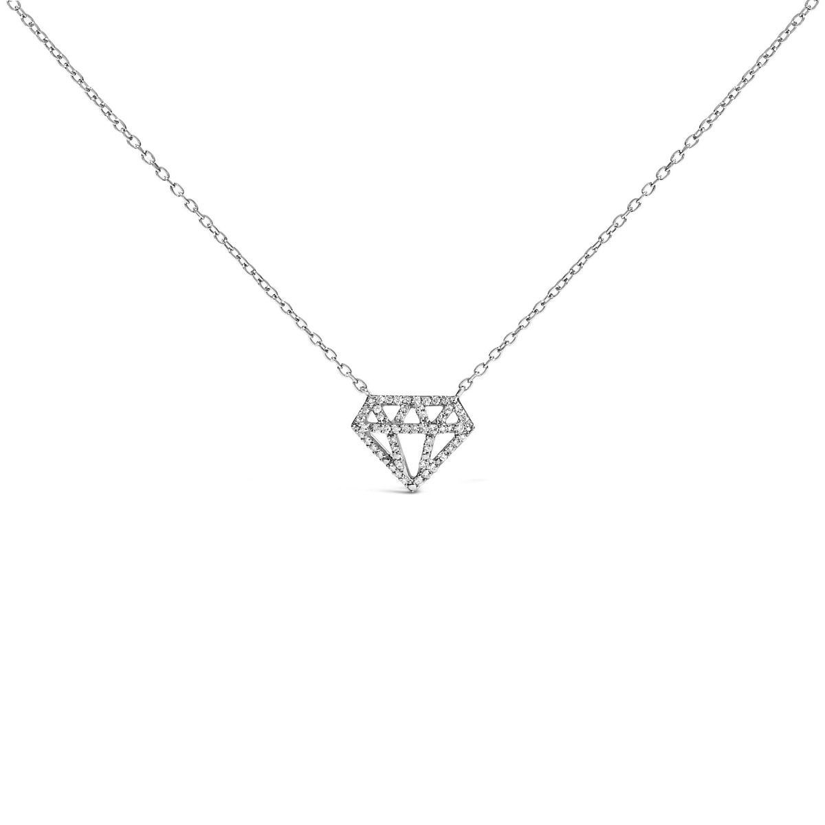 Sterling Silver 1/6 Cttw Diamond Shaped Diamond Pendant Necklace