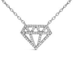 Sterling Silver 1/6 Cttw Diamond Shaped Diamond Pendant Necklace