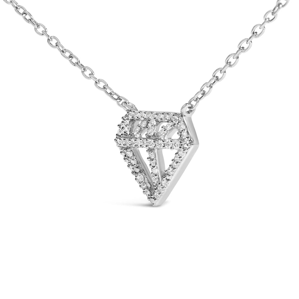 Sterling Silver 1/6 Cttw Diamond Shaped Diamond Pendant Necklace