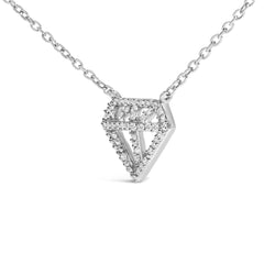 Sterling Silver 1/6 Cttw Diamond Shaped Diamond Pendant Necklace