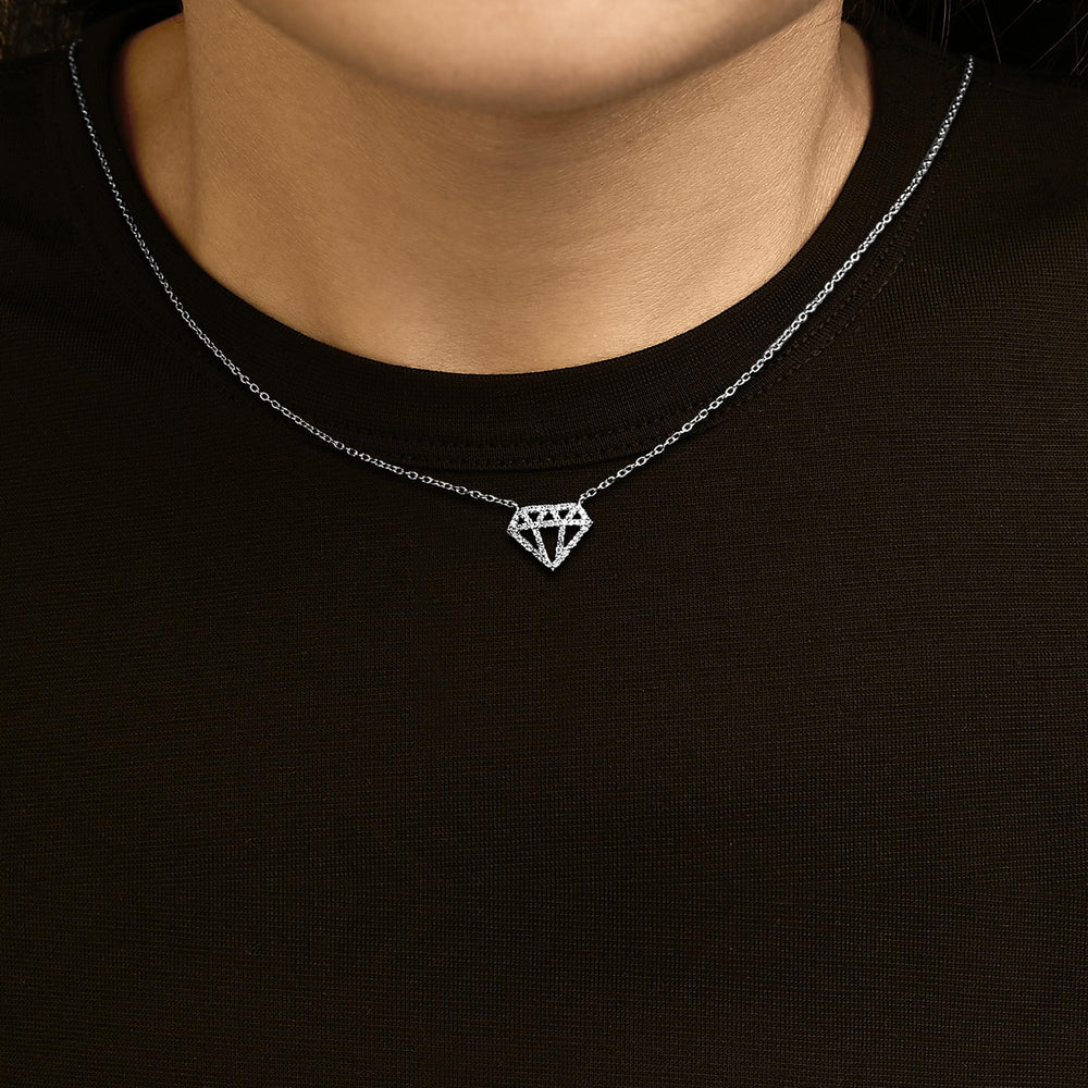 Sterling Silver 1/6 Cttw Diamond Shaped Diamond Pendant Necklace
