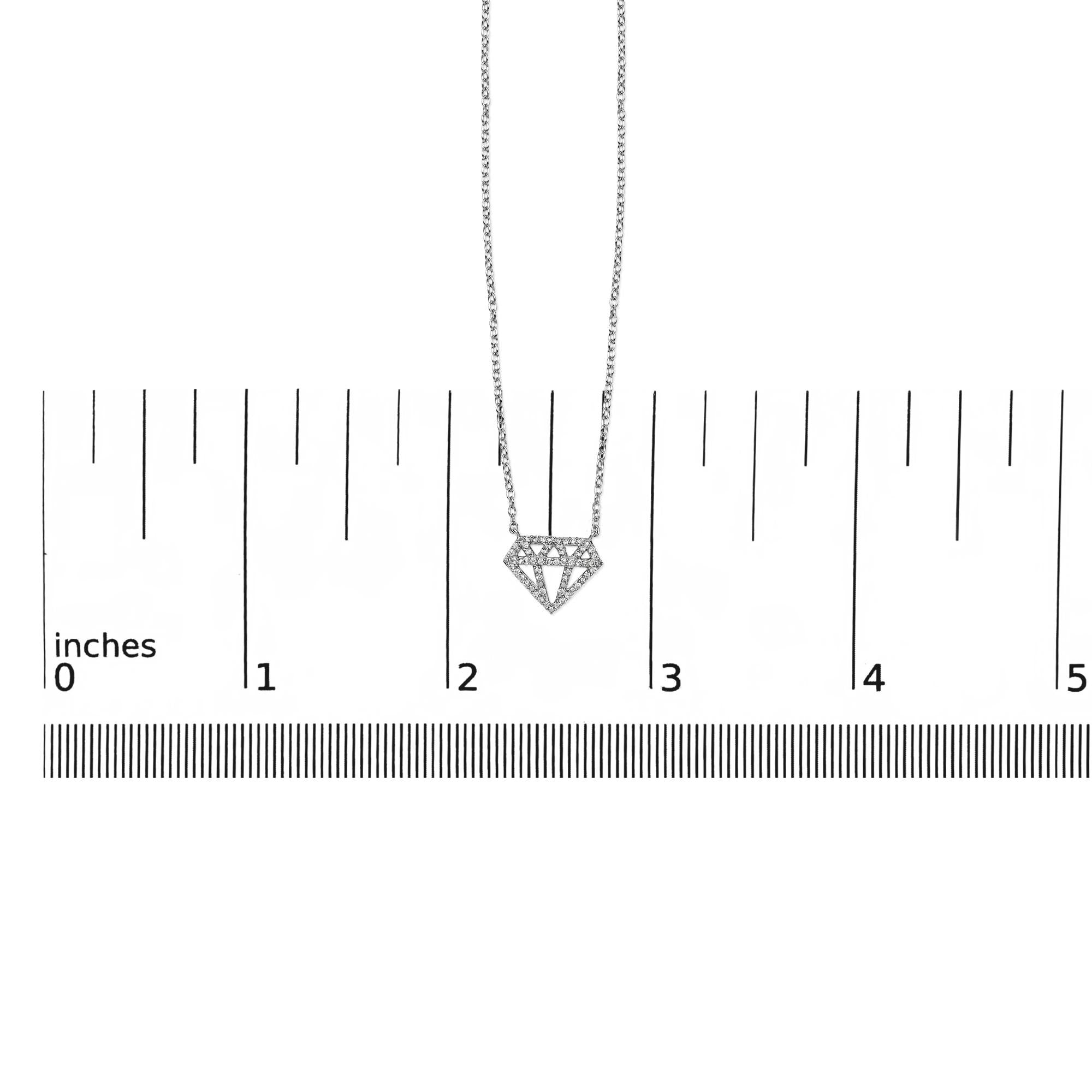 Sterling Silver 1/6 Cttw Diamond Shaped Diamond Pendant Necklace