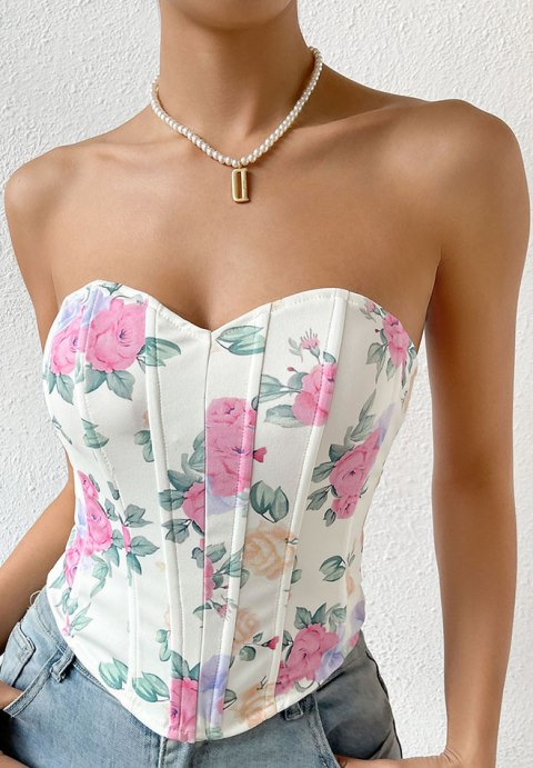 Stylish Floral Print Corset Top