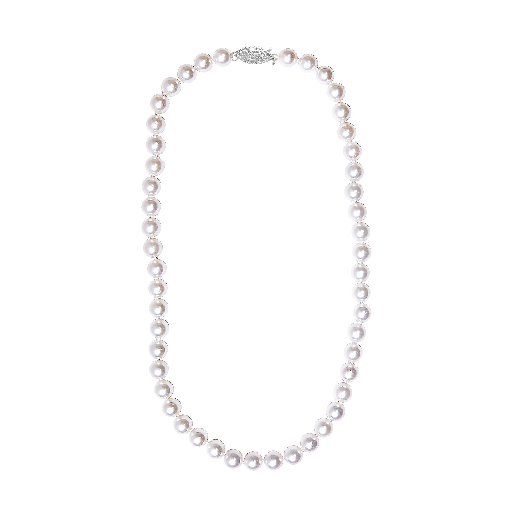 14K Gold 8.0x8.5mm Akoya Pearl Strand Necklace