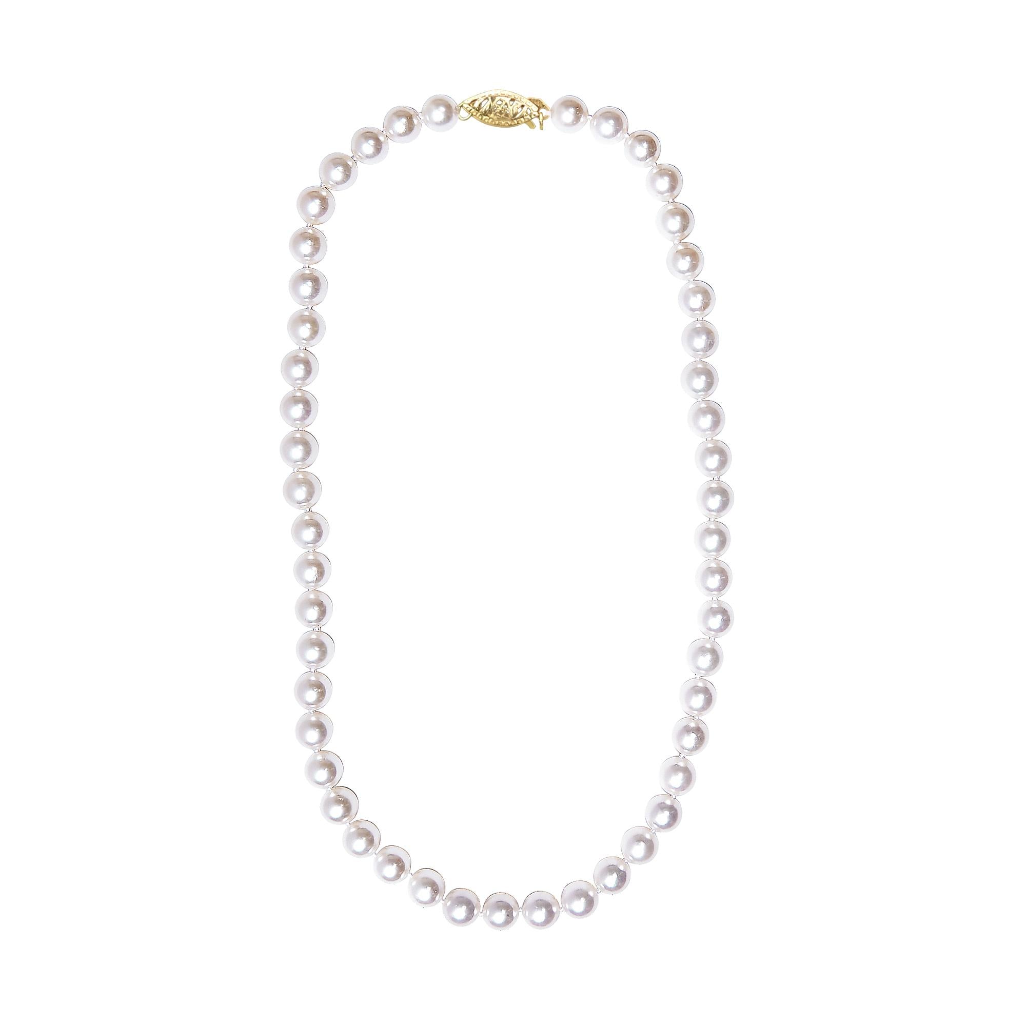 14K Gold 8.0x8.5mm Akoya Pearl Strand Necklace