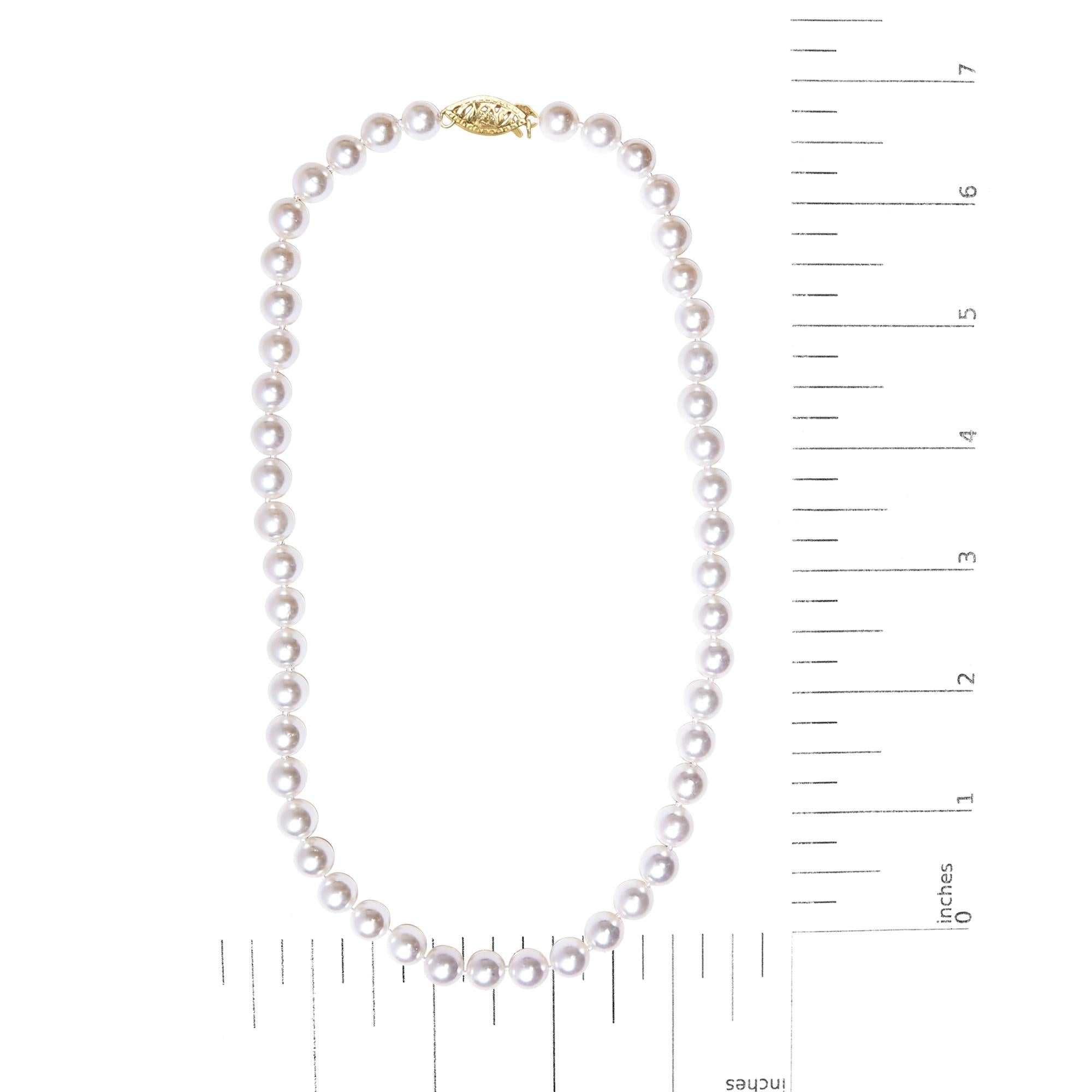 14K Gold 8.0x8.5mm Akoya Pearl Strand Necklace