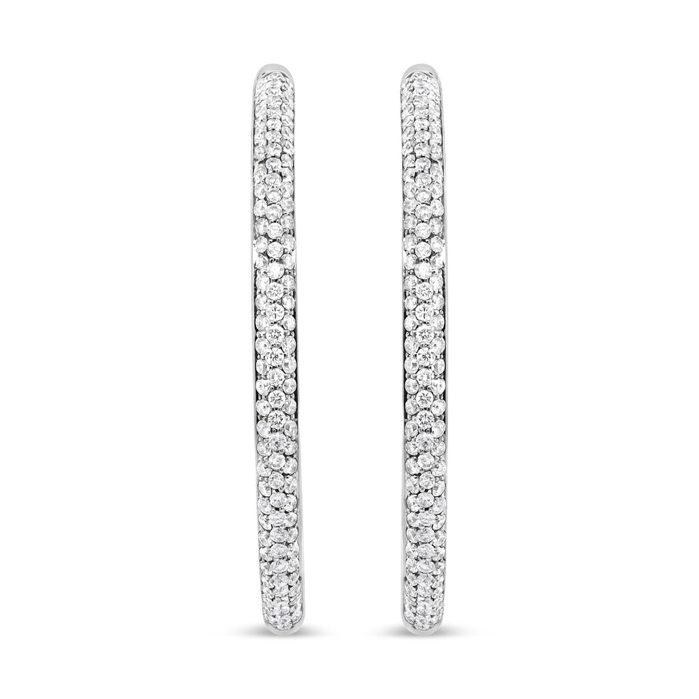 18K White Gold 2.00 Cttw Round-Cut Diamond Inner-Outer Hoop Earrings (F-G Color, VS1-VS2 Clarity)