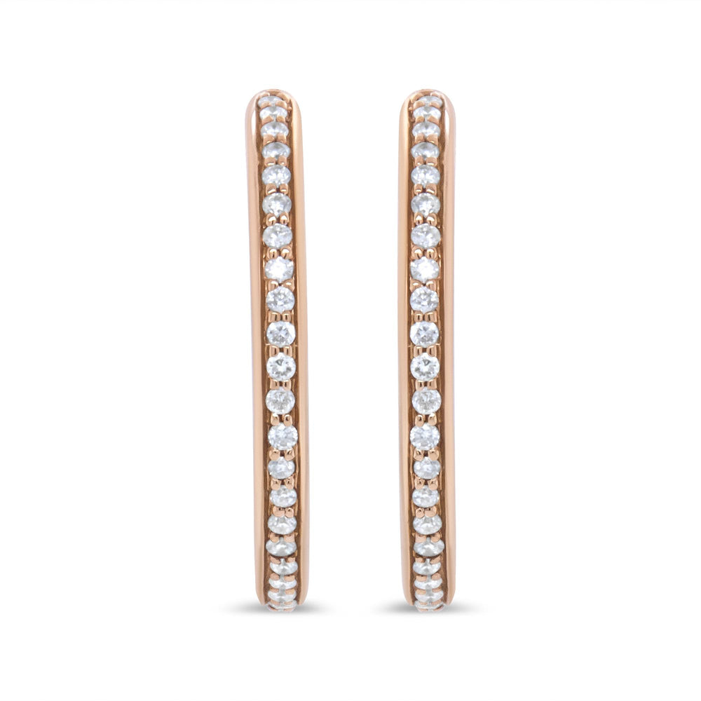 18K Rose Gold 1/5 Cttw Round Diamond Hoop Earrings (F-G Color, VS1-VS2 Clarity)