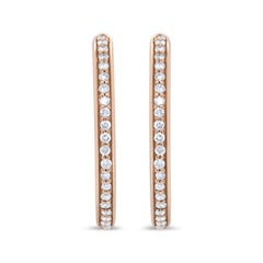 18K Rose Gold 1/5 Cttw Round Diamond Hoop Earrings (F-G Color, VS1-VS2 Clarity)