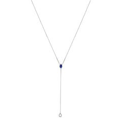 Sterling Silver Created Blue Sapphire and Diamond Accent Y Necklace