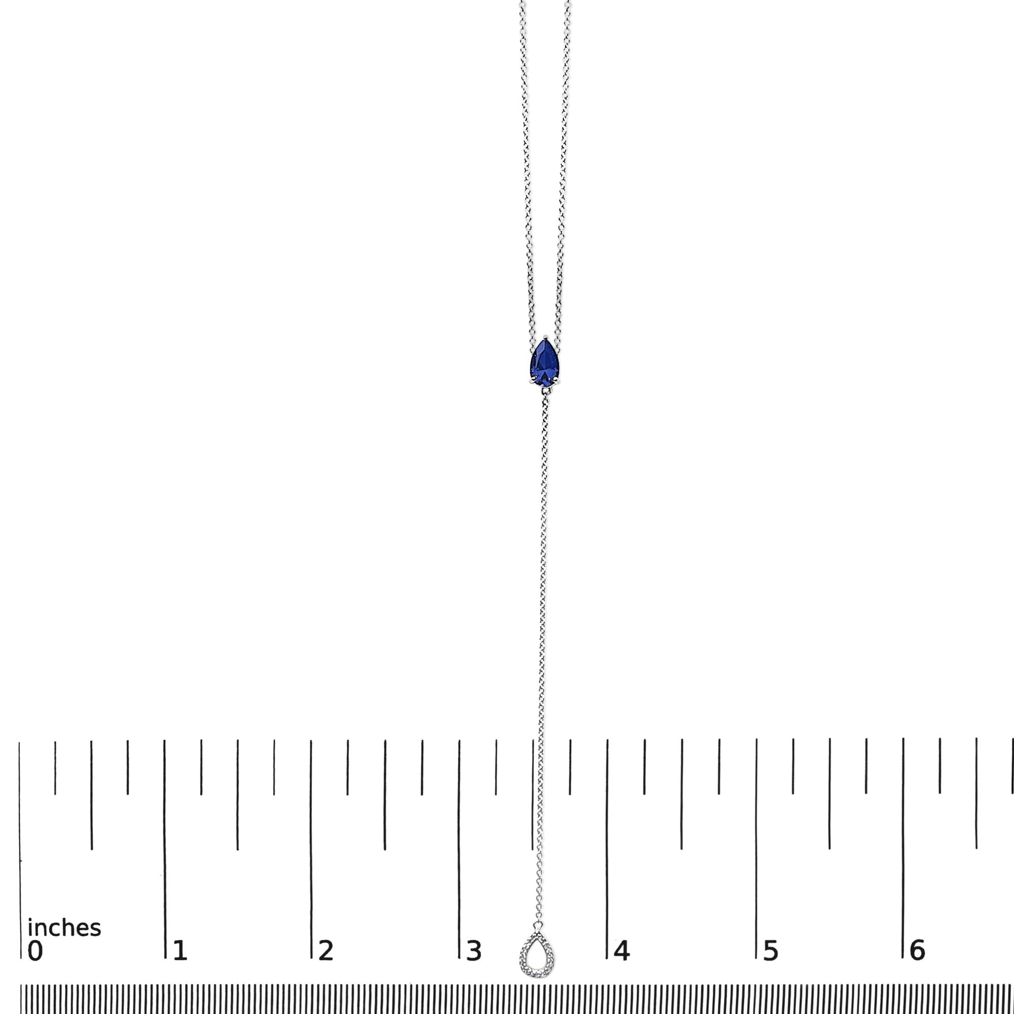 Sterling Silver Created Blue Sapphire and Diamond Accent Y Necklace