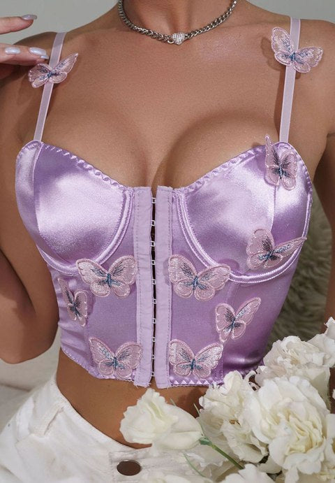 Romantic Butterfly Embroidered Bustier