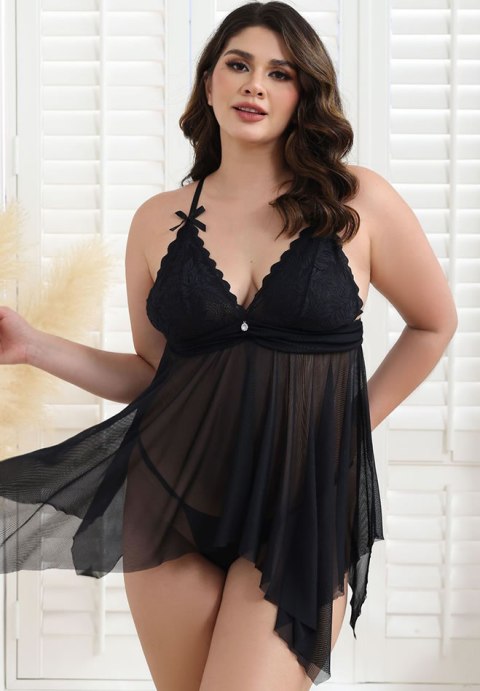 Women Plus Size Lingerie Lace V Neck Babydoll Strap Chemise Sleepwear Nightie