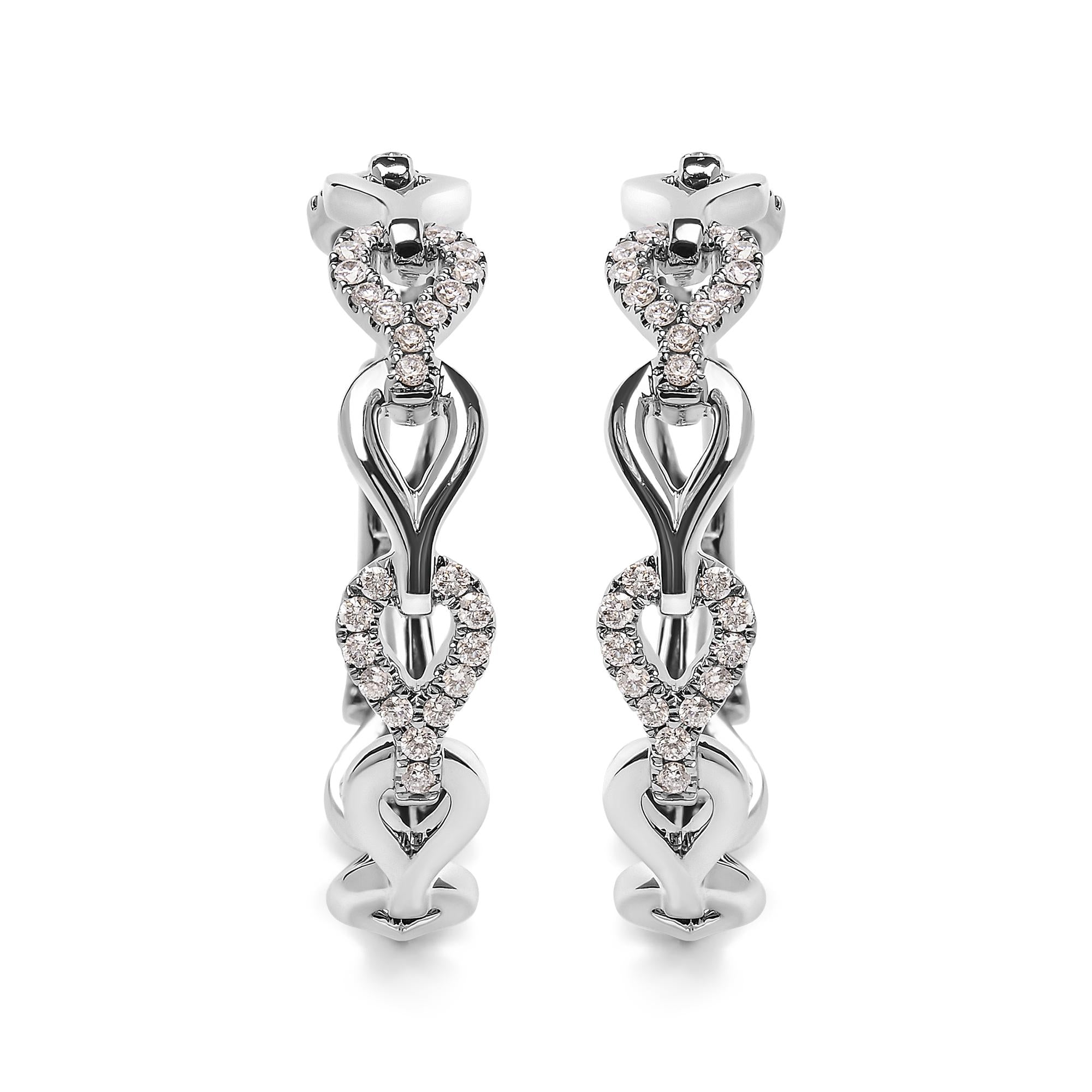 14K White Gold 1/2 Cttw Diamond Open Link Hoop Earrings (G-H Color, SI1-SI2 Clarity)