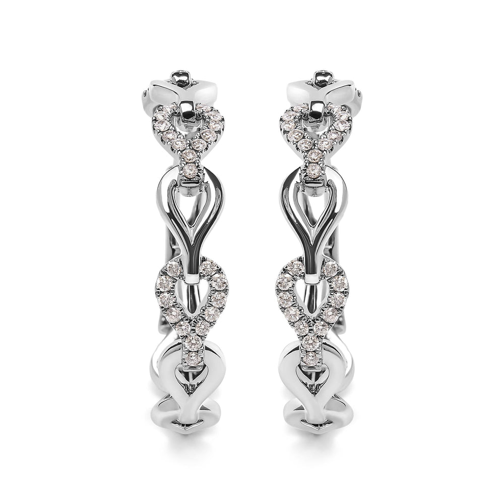 14K White Gold 1/2 Cttw Diamond Open Link Hoop Earrings (G-H Color, SI1-SI2 Clarity)