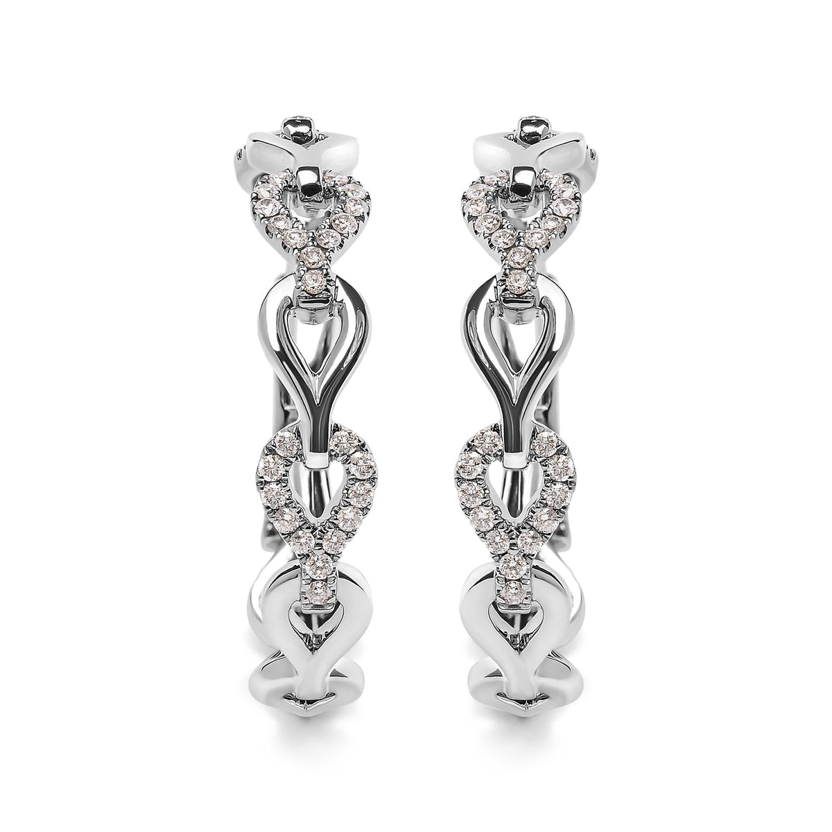 14K White Gold 1/2 Cttw Diamond Open Link Hoop Earrings (G-H Color, SI1-SI2 Clarity)