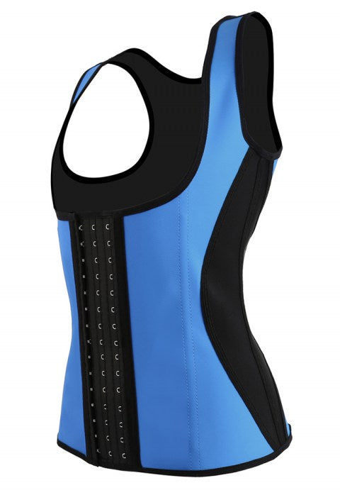 Sexy Blue Halter Waist Trainer Cincher Latex Rubber Strap Corsets