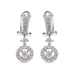 14K White Gold 1 7/8 Cttw Diamond Drop and Dangle Halo Earring with Omega Back (F-G Color, VS2-SI1)