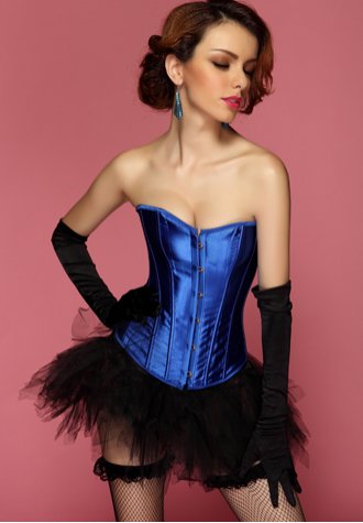 Victorian Satin Overbust Long Bone Corset