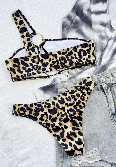 Bold Leopard Print Bikini with Gold Ring Detail