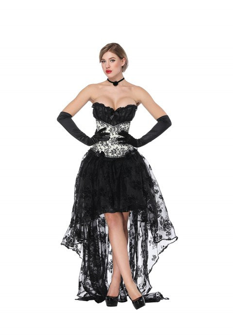 Sexy Sweetheart Jacquard Overbust Corset And High Low Skirt