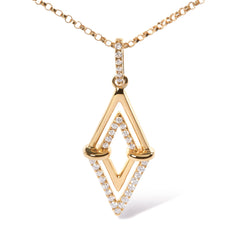14K Yellow Gold 1/4 Cttw Diamond Double Triangle Geometric 18" Pendant Necklace (G-H Color, SI1-SI2 Clarity)