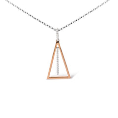 14K Rose and White Gold 1/8 Cttw Diamond Windchime 18" Pendant Necklace (G-H Color, SI1-SI2 Clarity)