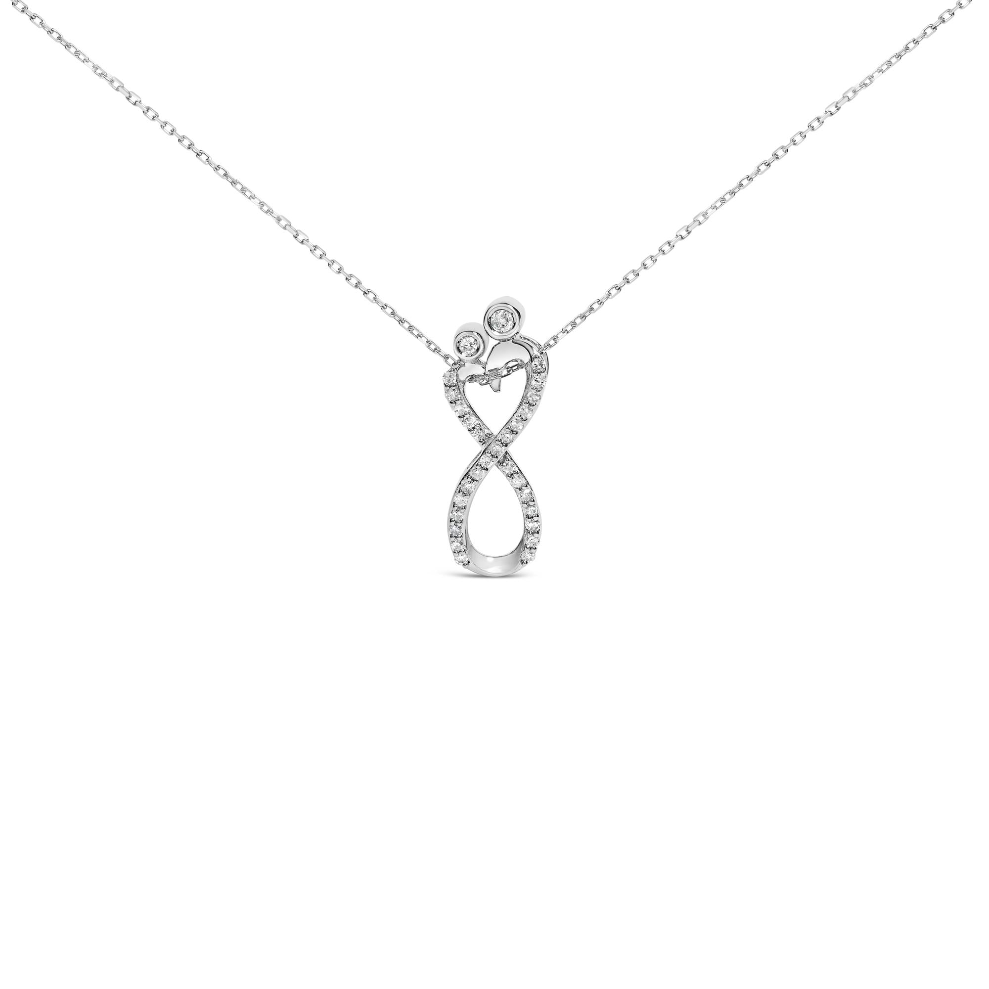 Sterling Silver 1/4 Cttw Diamond Infinity Motif Pendant Necklace