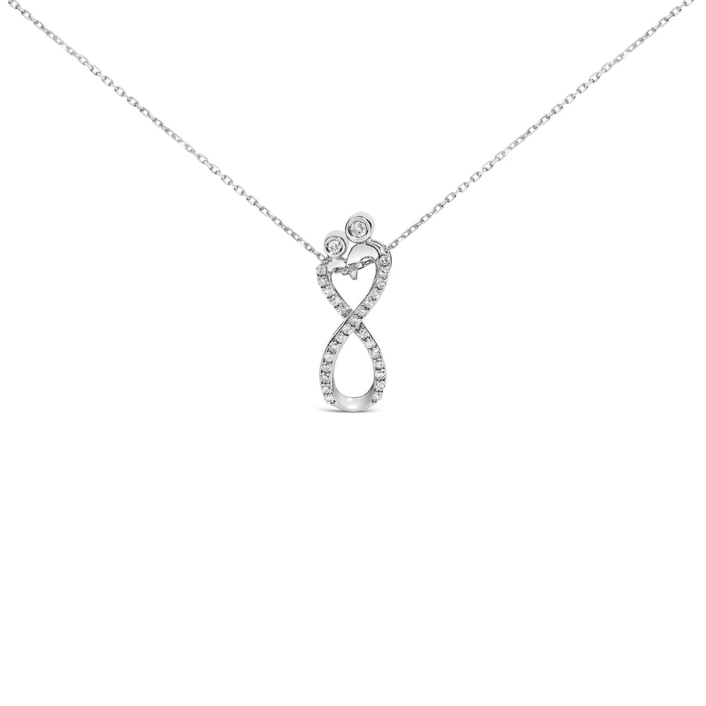Sterling Silver 1/4 Cttw Diamond Infinity Motif Pendant Necklace