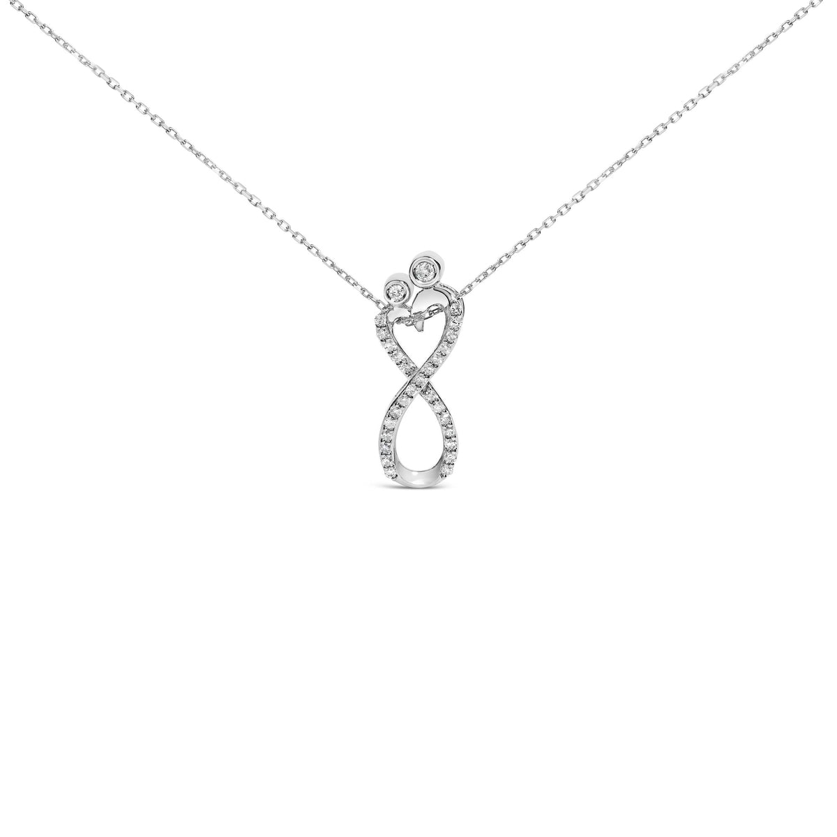 Sterling Silver 1/4 Cttw Diamond Infinity Motif Pendant Necklace